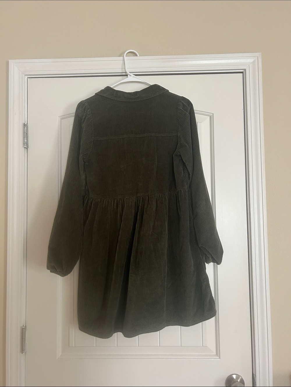 American Eagle Outfitters Olive Green Corduroy Button Front Dress - Picture 3 of 3